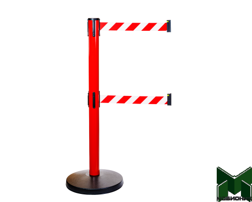 Имидж-стойка Barrier Belt 11R красная с двумя вытяжными лентами